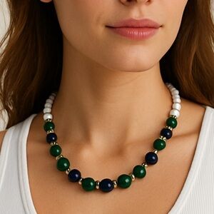 PREPPY Choker Necklace JADE BALMORAL CAMBRIDGE RALP EQUESTRIAN 17IN R LAUREN Y2K